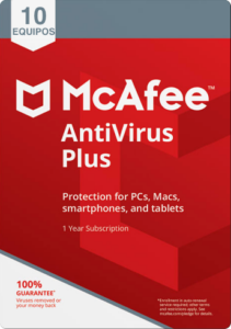 McAfee Antivirus Plus - 1 Año / 10 Dispositivos PC, Android, Mac, iOS