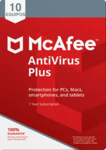 McAfee Antivirus Plus - 1 Año / 10 Dispositivos PC, Android, Mac, iOS