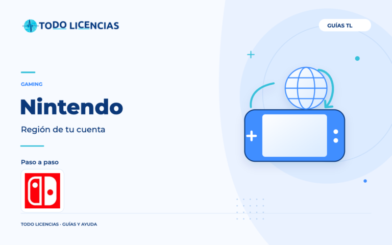 Nintendo: Región de tu cuenta. Guía editorial de Todo Licencias con imagen de marca auténtica.