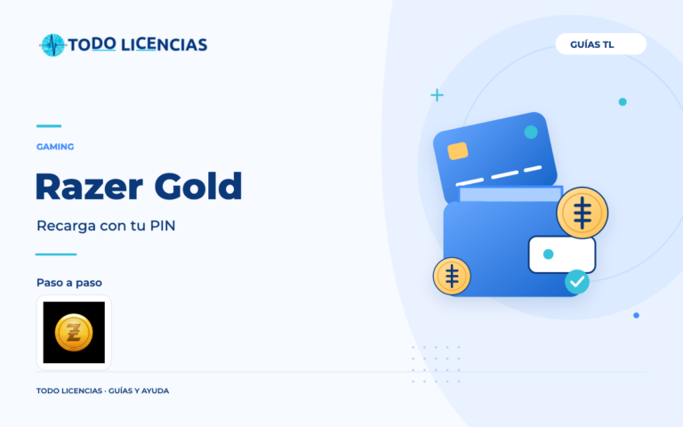 Razer Gold: Recarga con tu PIN. Guía editorial de Todo Licencias con imagen de marca auténtica.