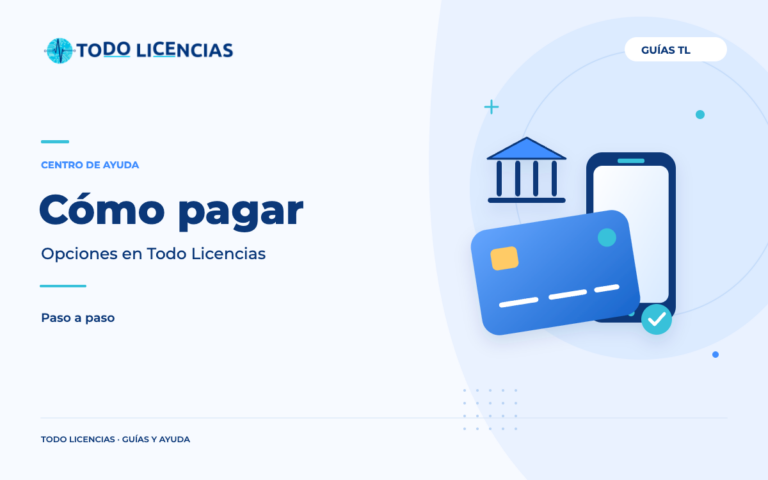 Cómo pagar: Opciones en Todo Licencias. Ilustración editorial original de Todo Licencias.