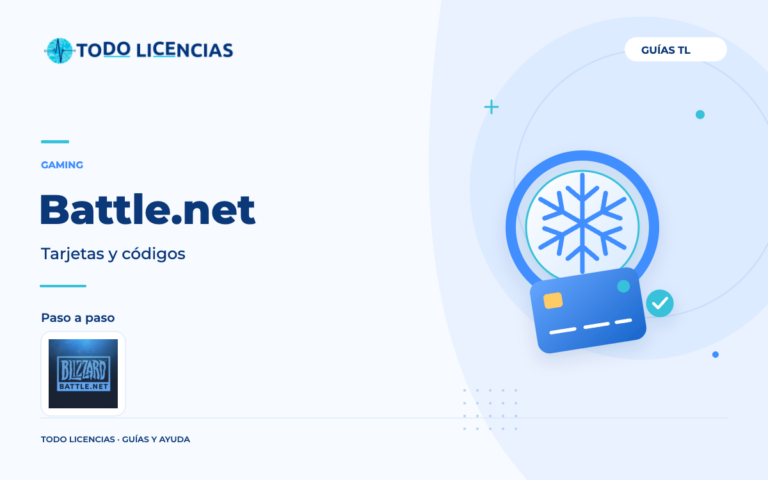 Battle.net: Tarjetas y códigos. Guía editorial de Todo Licencias con imagen de marca auténtica.